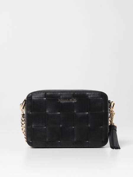 michael kors black woven bag|Michael Kors ginny daily purse.